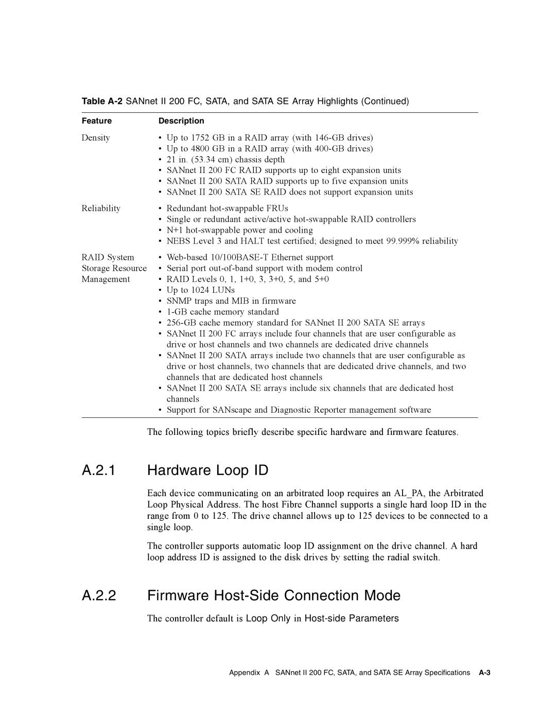 Dot Hill Systems II 200 FC service manual Hardware Loop ID, Firmware Host-Side Connection Mode 