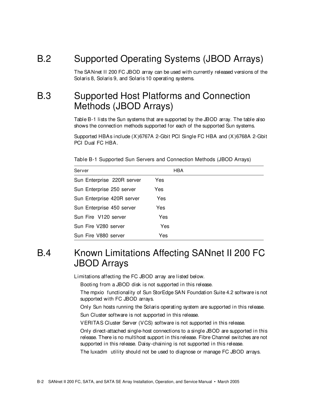 Dot Hill Systems II 200 FC service manual Supported Operating Systems Jbod Arrays 