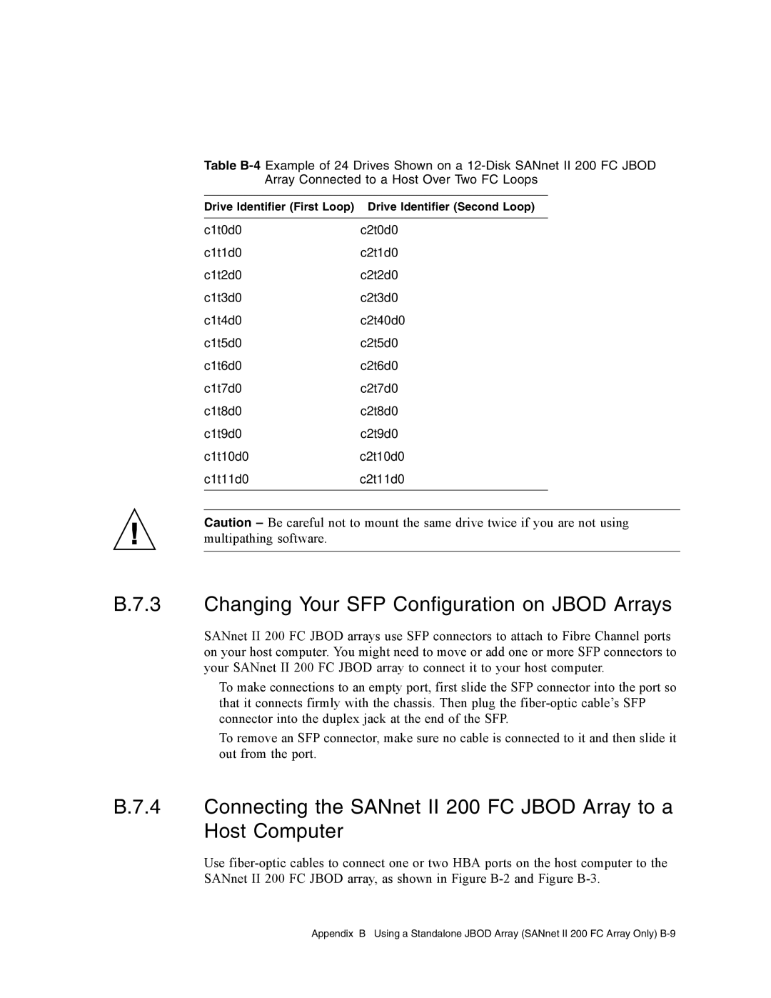 Dot Hill Systems II 200 FC service manual Changing Your SFP Configuration on Jbod Arrays 