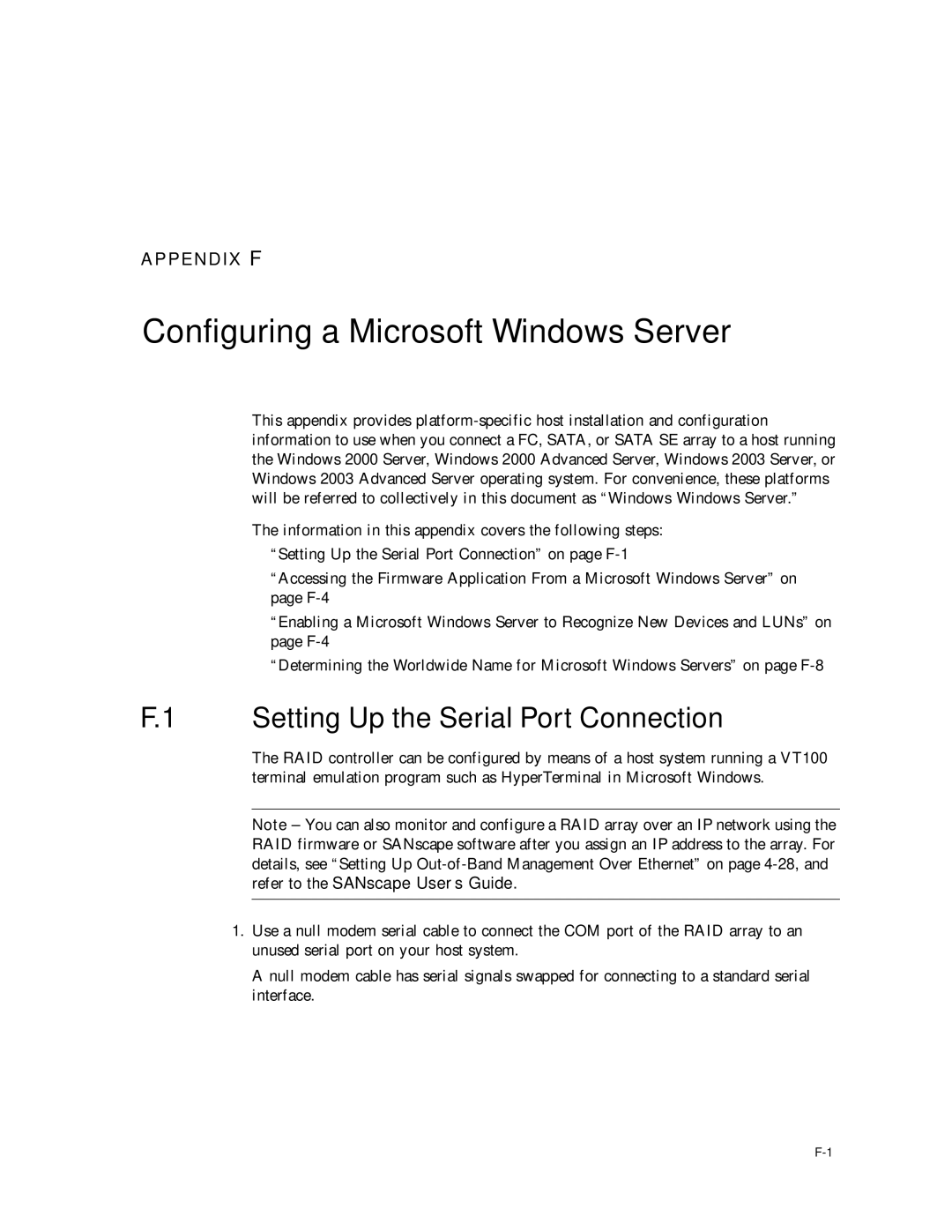 Dot Hill Systems II 200 FC service manual Configuring a Microsoft Windows Server, Setting Up the Serial Port Connection 