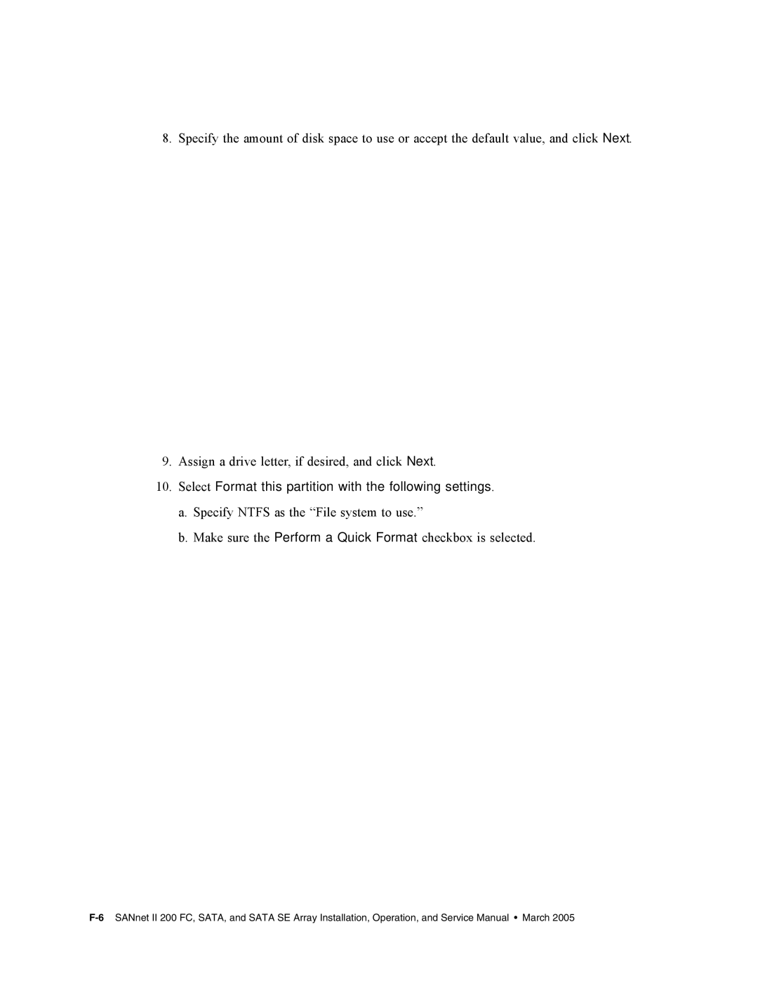 Dot Hill Systems II 200 FC service manual Select Format this partition with the following settings 