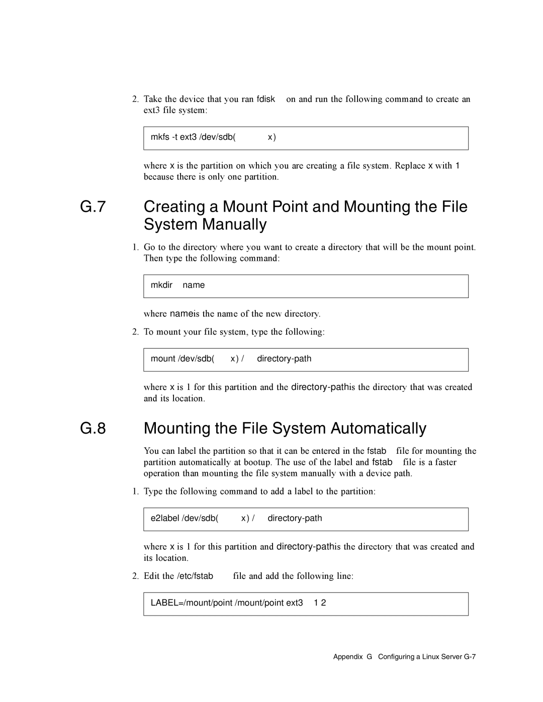 Dot Hill Systems II 200 FC service manual Creating a Mount Point and Mounting the File System Manually 