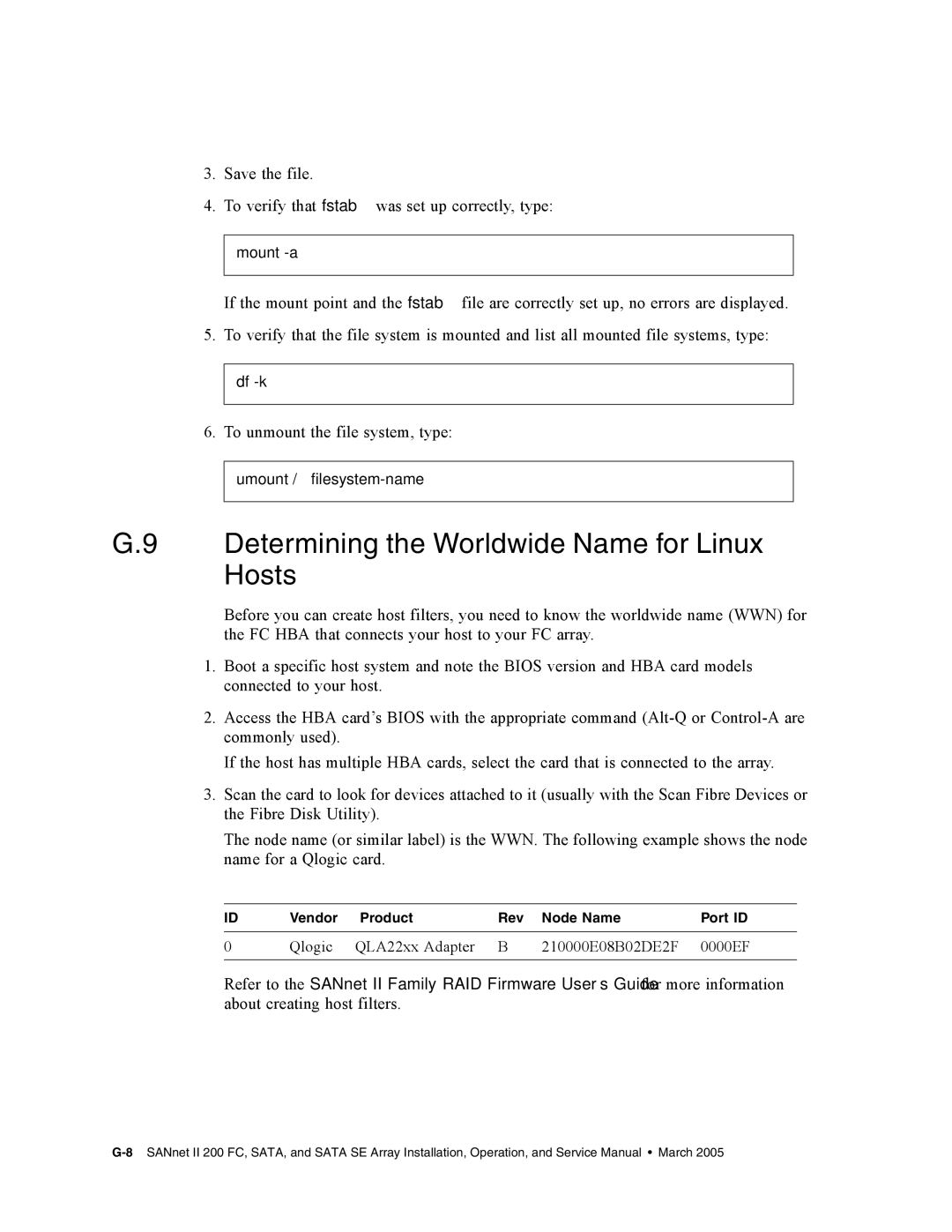 Dot Hill Systems II 200 FC service manual Determining the Worldwide Name for Linux Hosts 