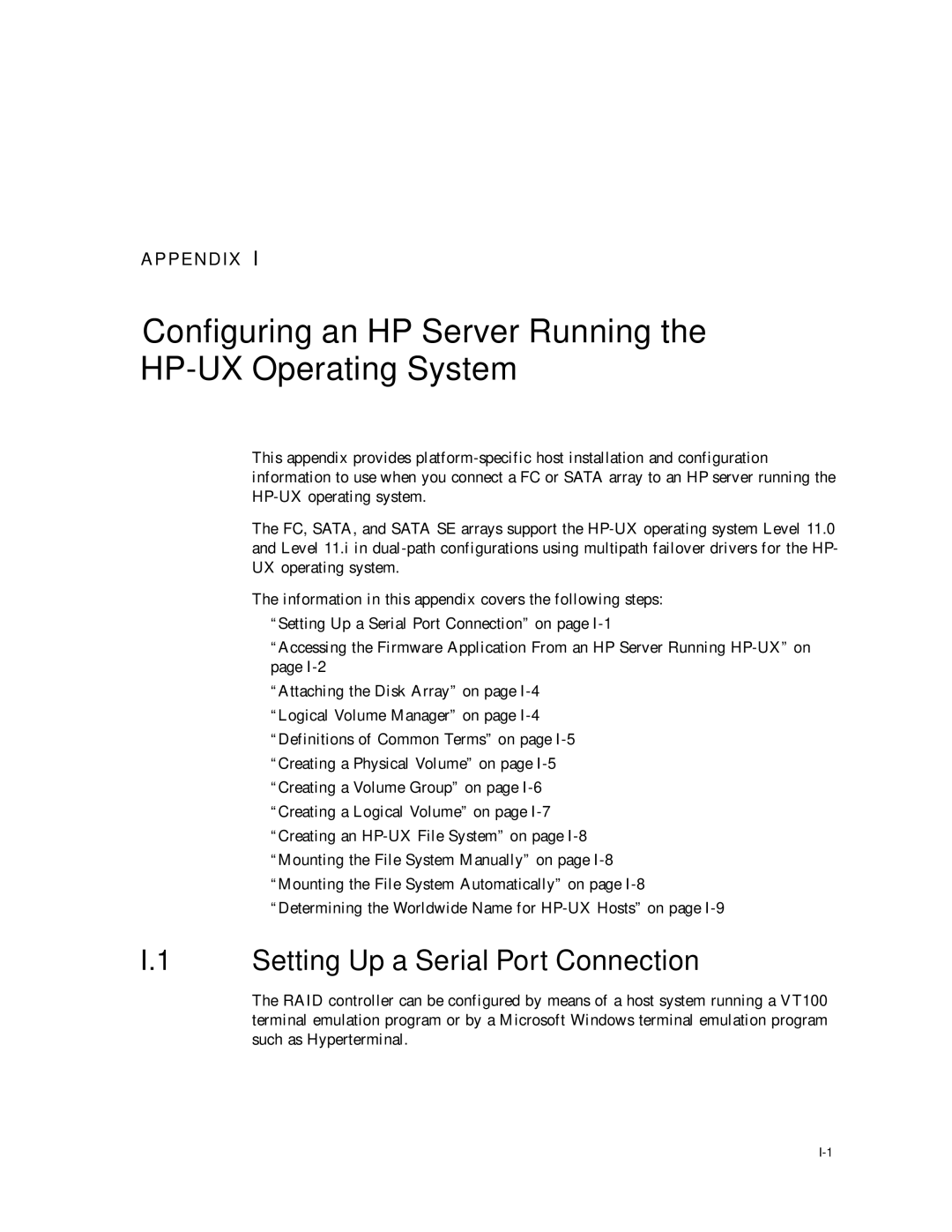 Dot Hill Systems II 200 FC service manual Configuring an HP Server Running the HP-UX Operating System 