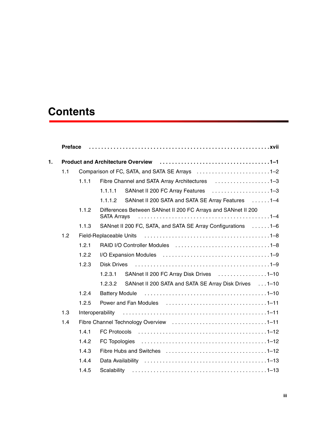 Dot Hill Systems II 200 FC service manual Contents 