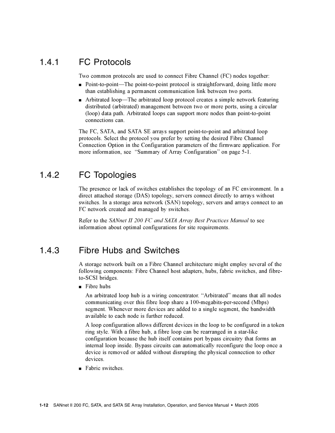 Dot Hill Systems II 200 FC service manual FC Protocols, FC Topologies, Fibre Hubs and Switches 