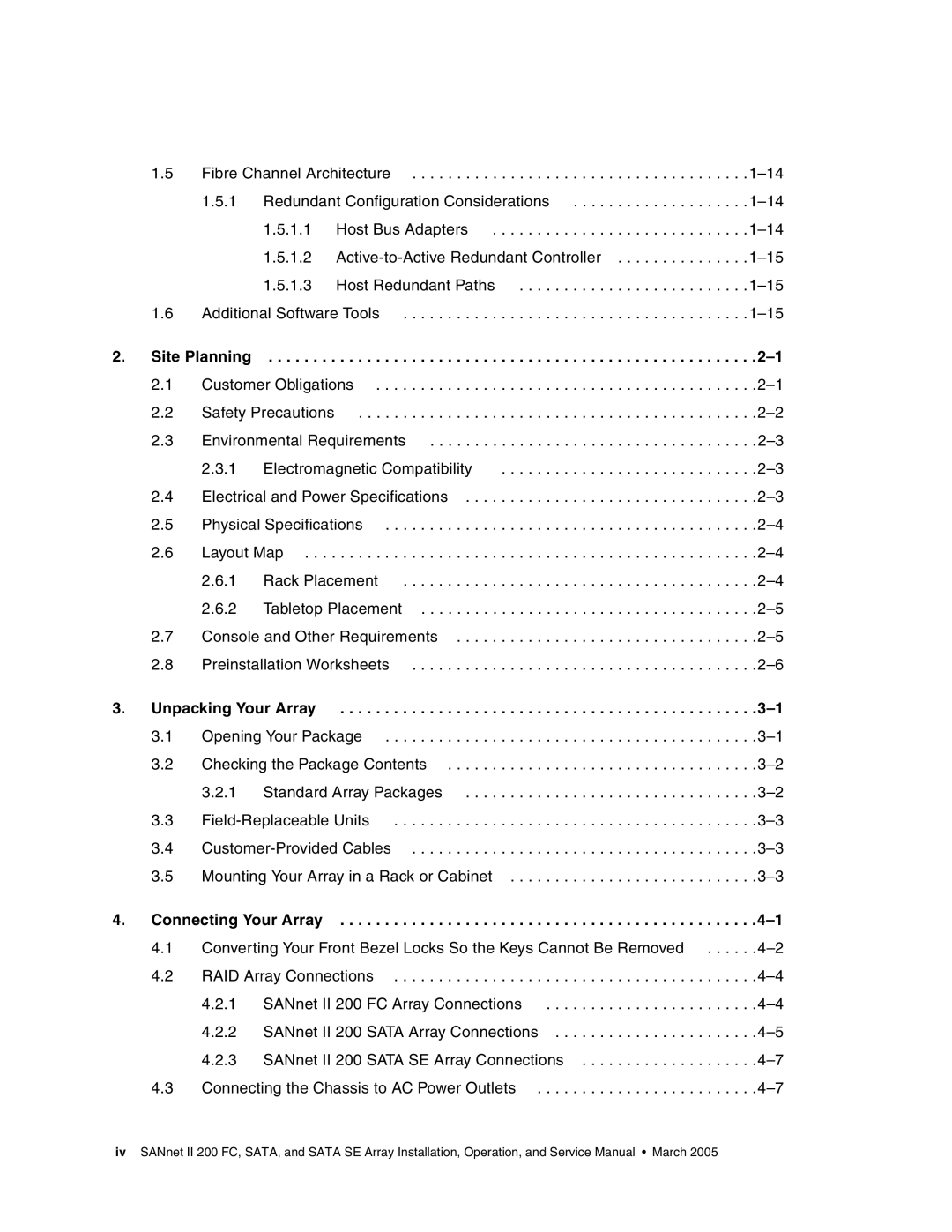 Dot Hill Systems II 200 FC service manual Site Planning 