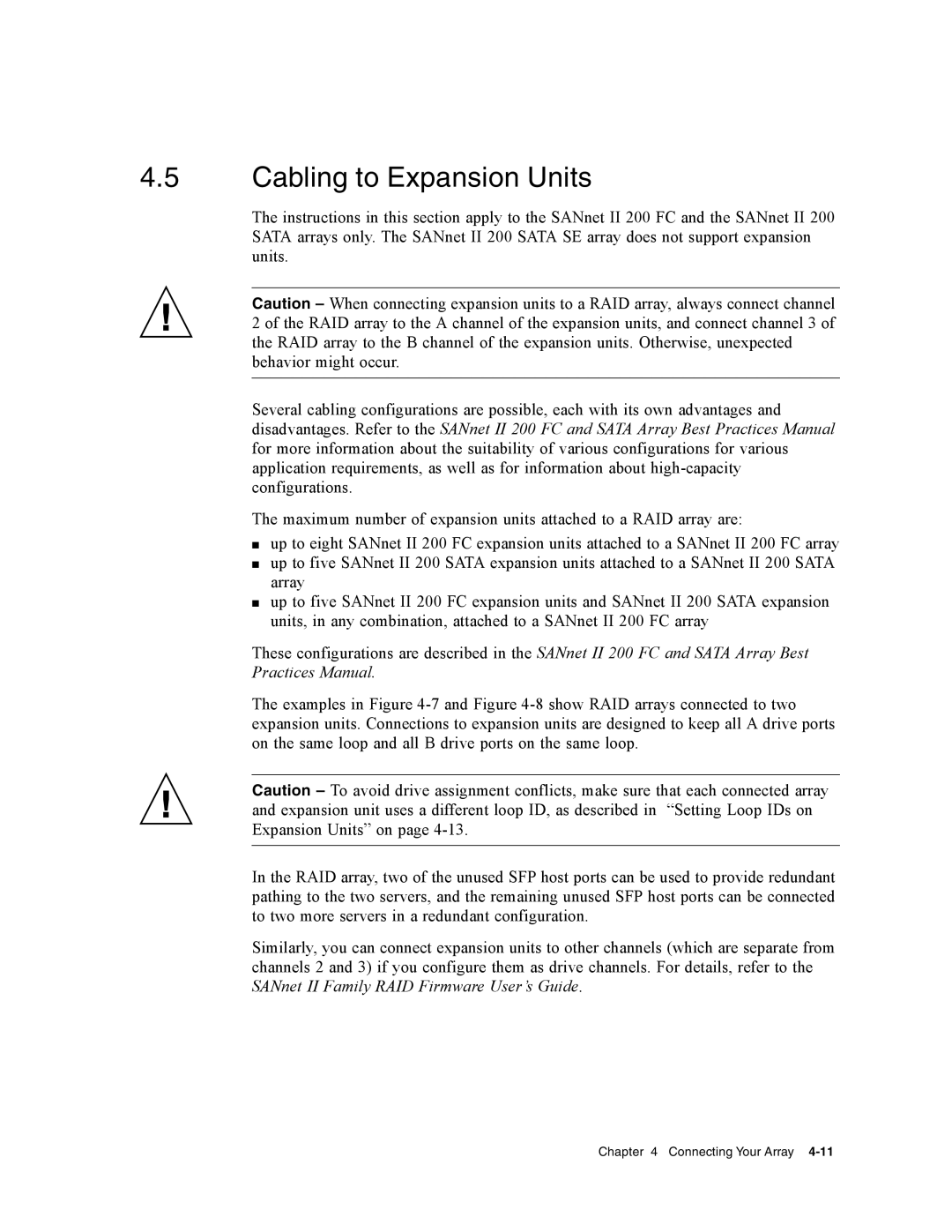 Dot Hill Systems II 200 FC service manual Cabling to Expansion Units 