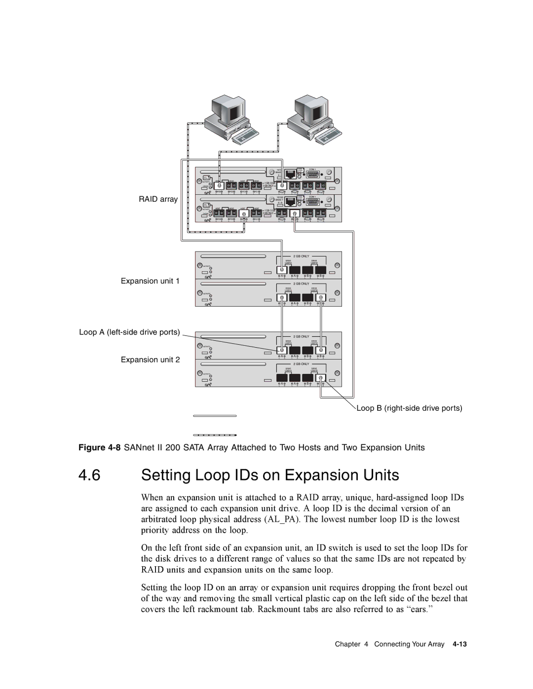 Dot Hill Systems II 200 FC service manual Setting Loop IDs on Expansion Units 