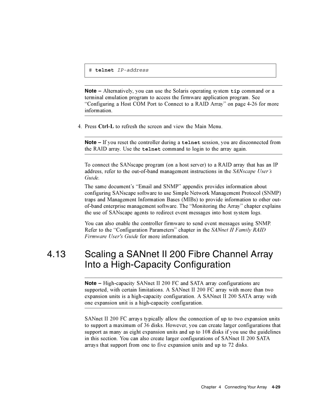 Dot Hill Systems II 200 FC service manual # telnet IP-address 