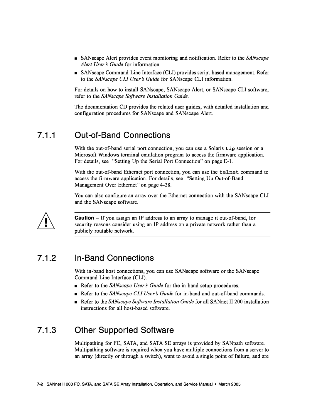 Dot Hill Systems II 200 FC service manual Out-of-Band Connections, In-Band Connections, Other Supported Software 