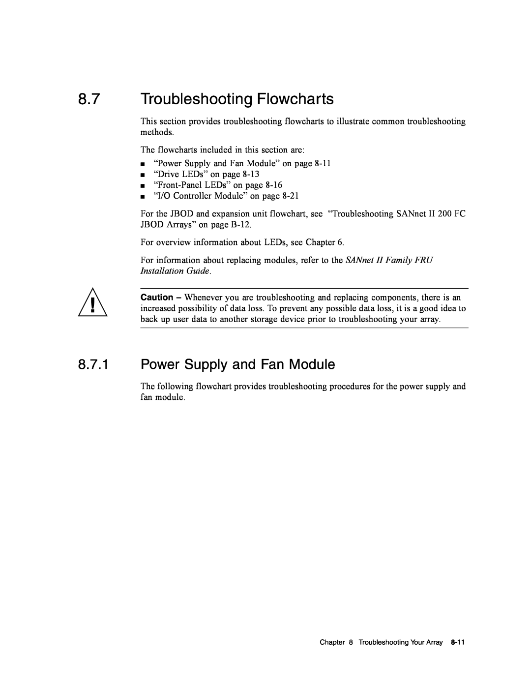 Dot Hill Systems II 200 FC service manual Troubleshooting Flowcharts, Power Supply and Fan Module 