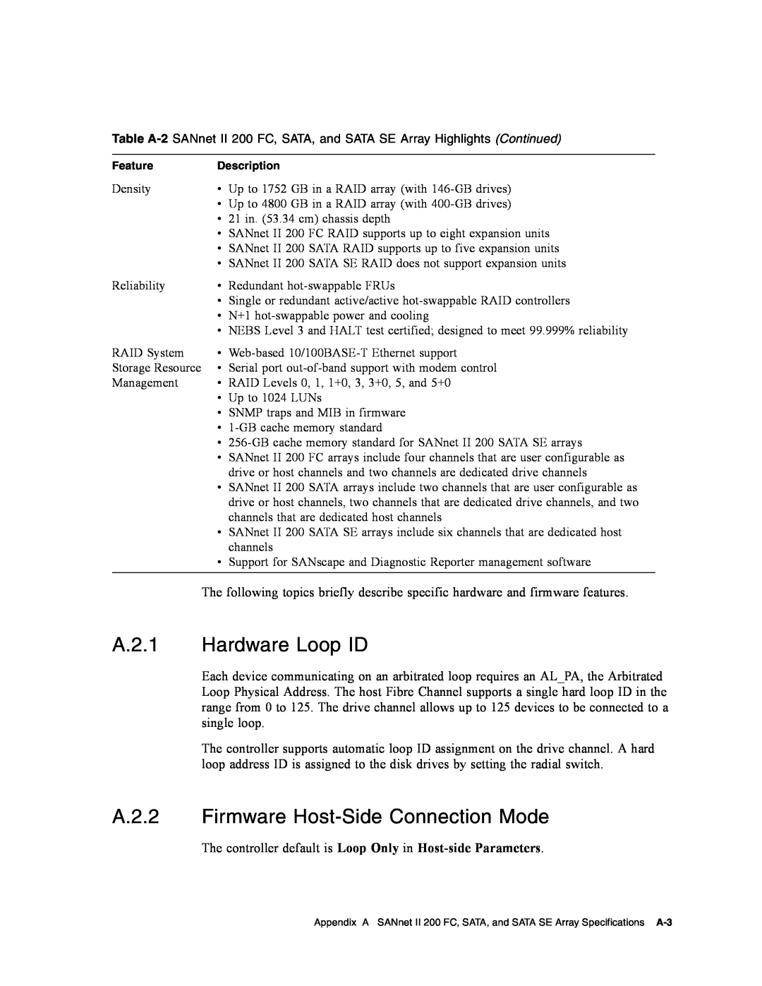 Dot Hill Systems II 200 FC service manual A.2.1 Hardware Loop ID, A.2.2 Firmware Host-Side Connection Mode 
