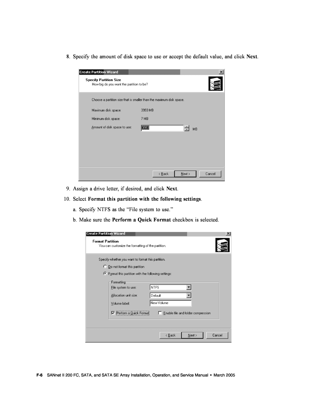 Dot Hill Systems II 200 FC service manual Select Format this partition with the following settings 