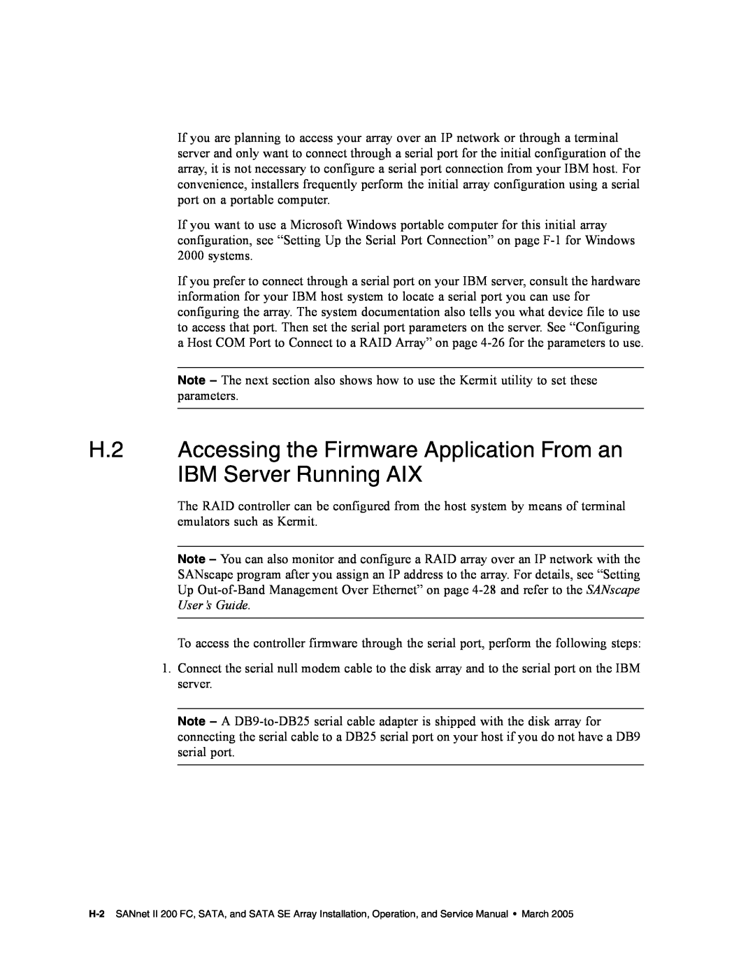 Dot Hill Systems II 200 FC service manual H.2 Accessing the Firmware Application From an IBM Server Running AIX 