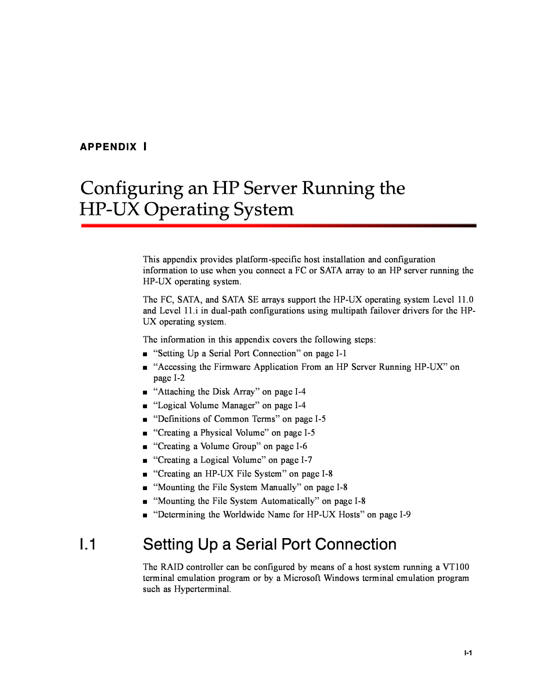Dot Hill Systems II 200 FC service manual Configuring an HP Server Running the HP-UX Operating System, Appendix 