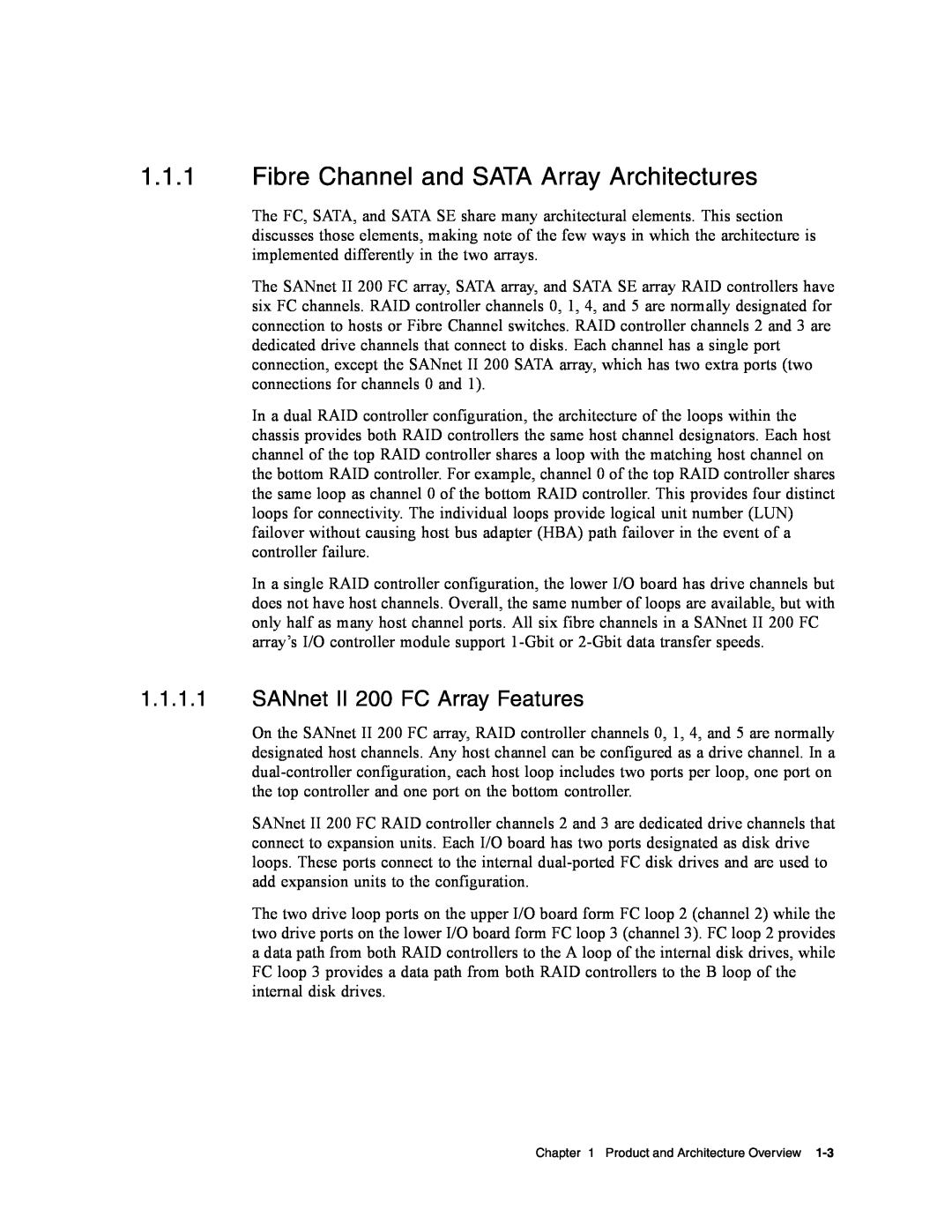 Dot Hill Systems service manual Fibre Channel and SATA Array Architectures, SANnet II 200 FC Array Features 