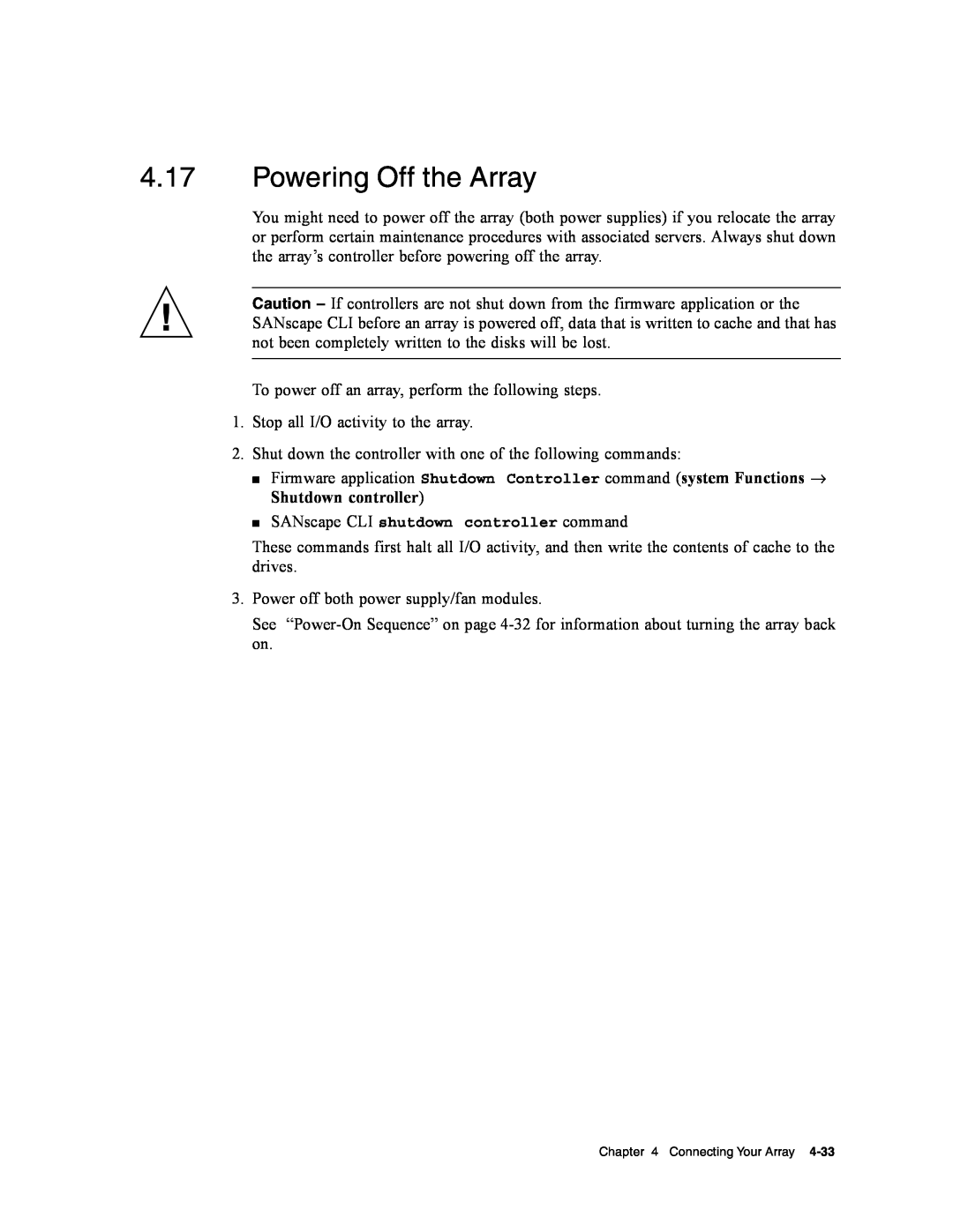 Dot Hill Systems II 200 FC service manual Powering Off the Array 
