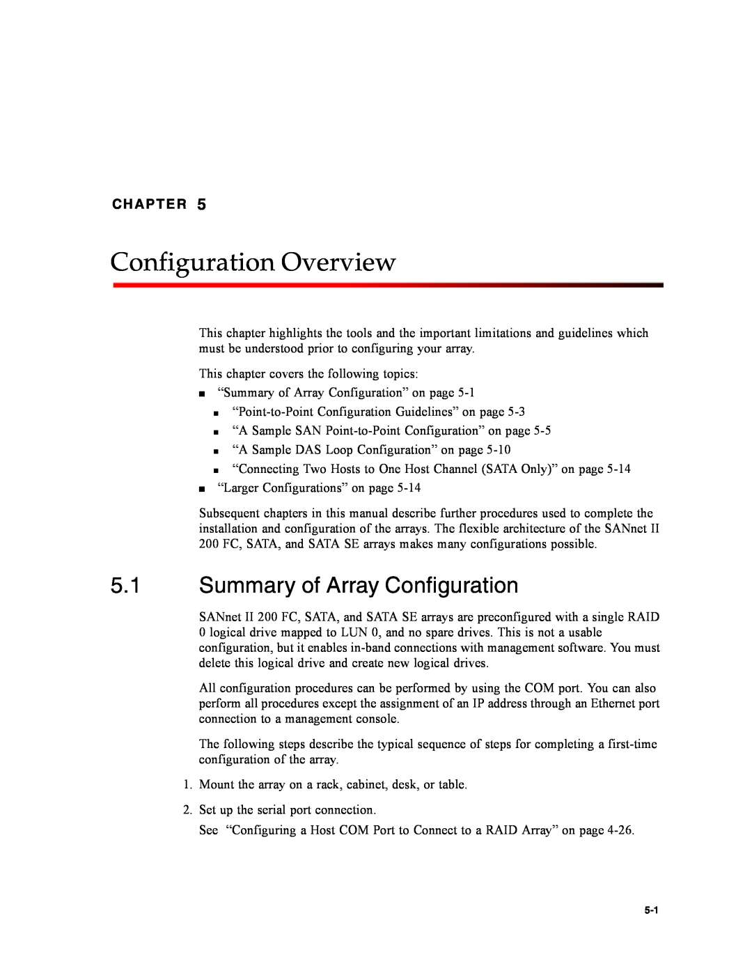 Dot Hill Systems II 200 FC service manual Configuration Overview, Summary of Array Configuration, Chapter 