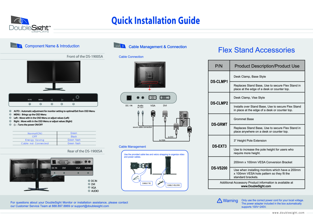 DoubleSight Displays DS 1900SA manual 