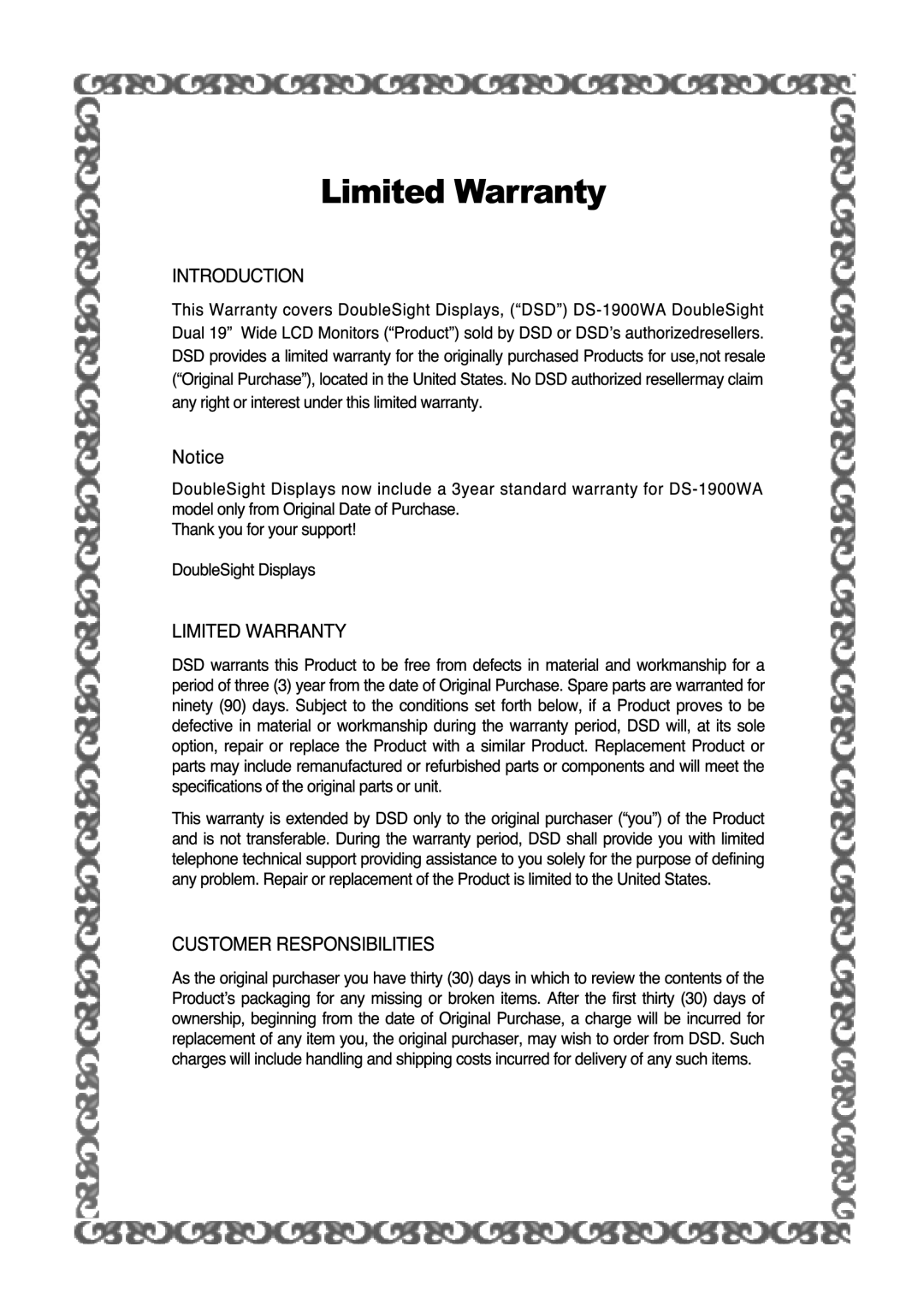 DoubleSight Displays DS-1900WA manual 