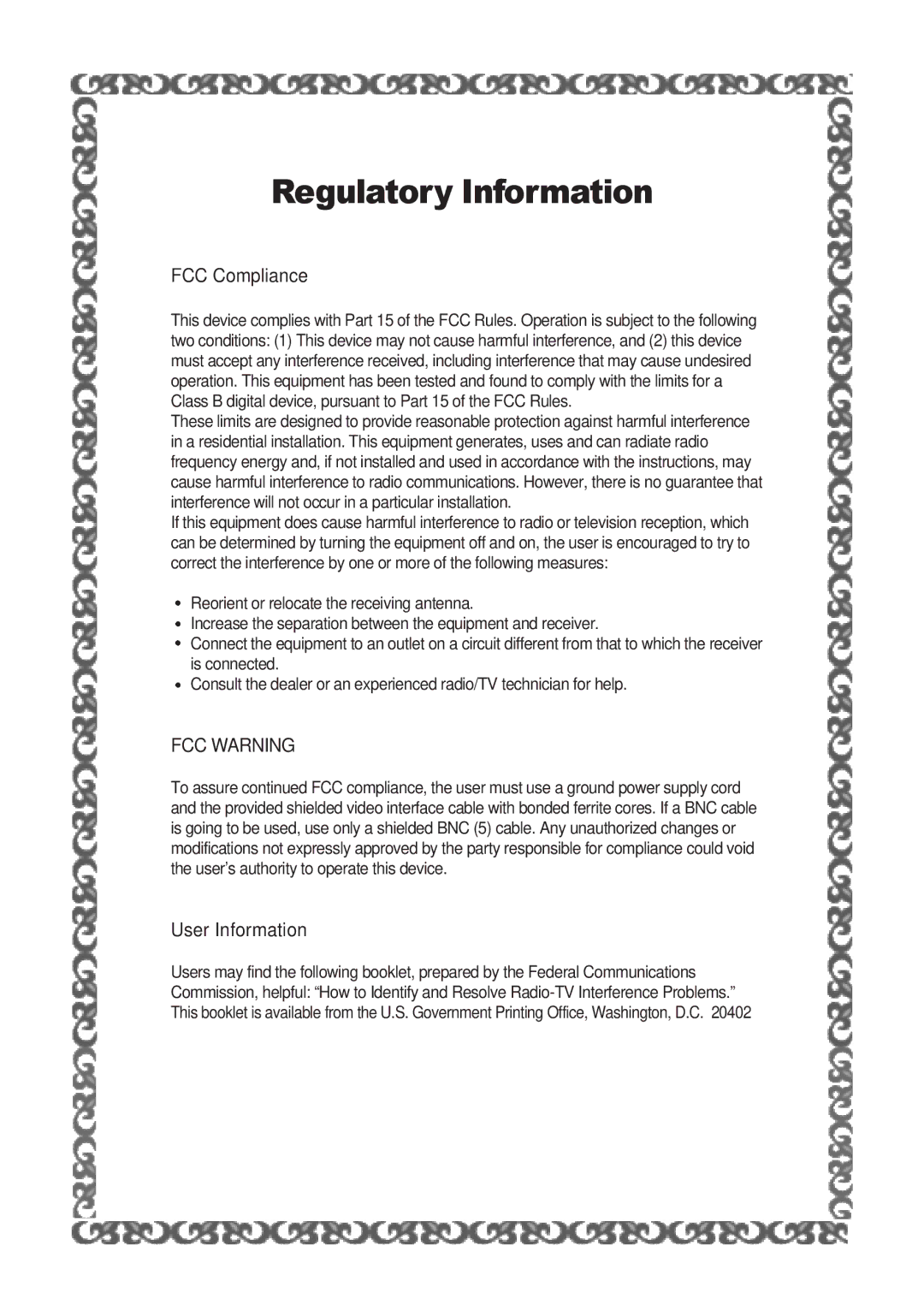 DoubleSight Displays DS-1900WA manual Regulatory Information 