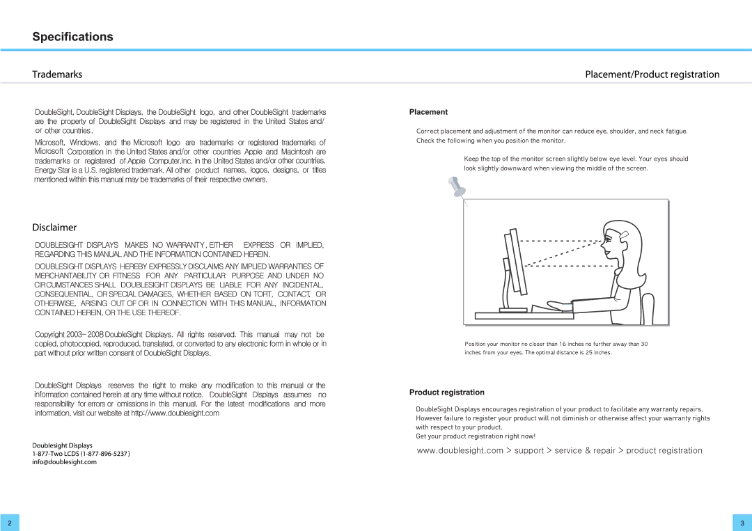 DoubleSight Displays DS-2700DW, DoubleSight LCD Monitor user manual 