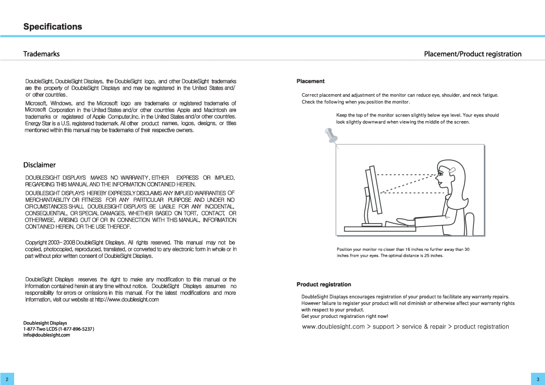 DoubleSight Displays DS-2700DW, DoubleSight LCD Monitor user manual 