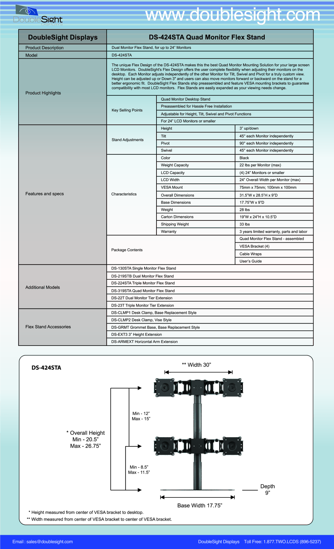 DoubleSight Displays DS-424STA manual 