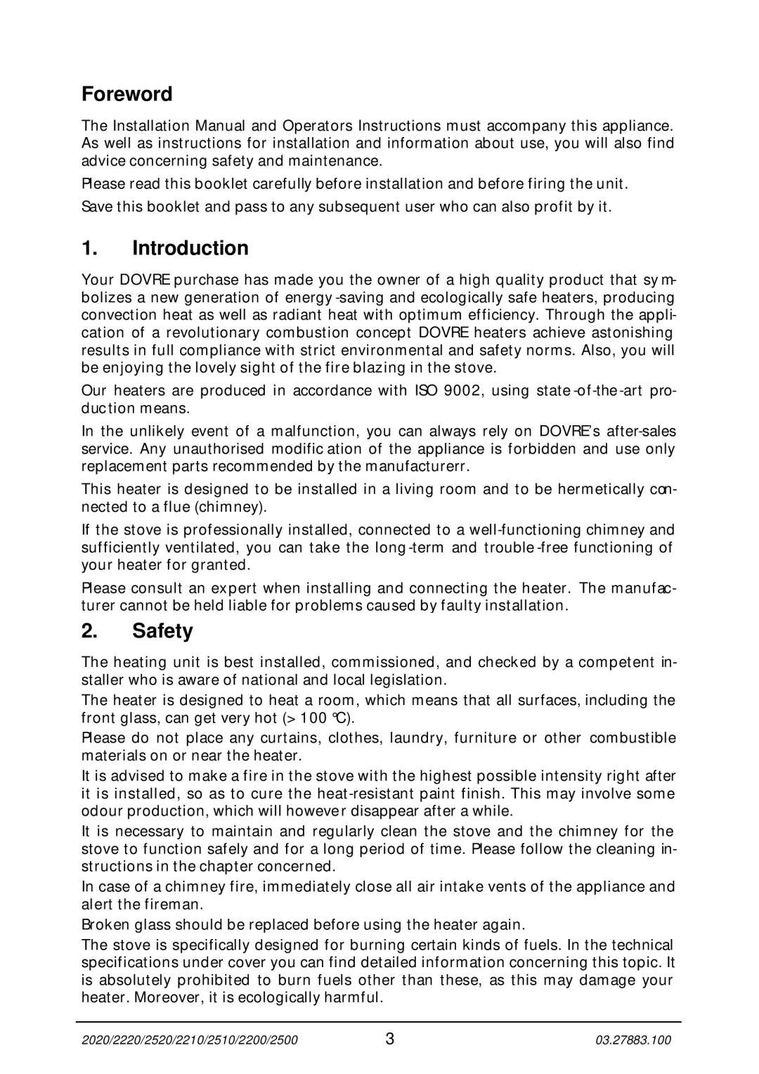 Dover Finishing Products 2510, 2210, 2200, 2020, 2220, 2500, 2520 manual Foreword, Introduction, Safety 