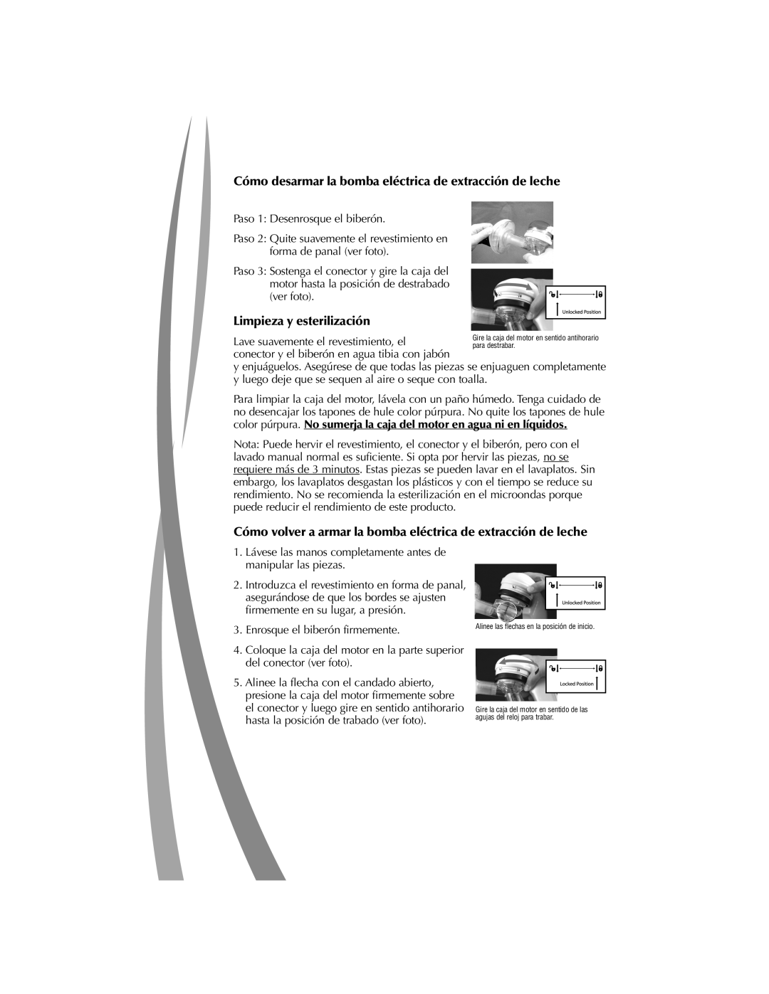 Dr. Brown's Electric Breast Pump manual Cómo desarmar la bomba eléctrica de extracción de leche, Limpieza y esterilización 