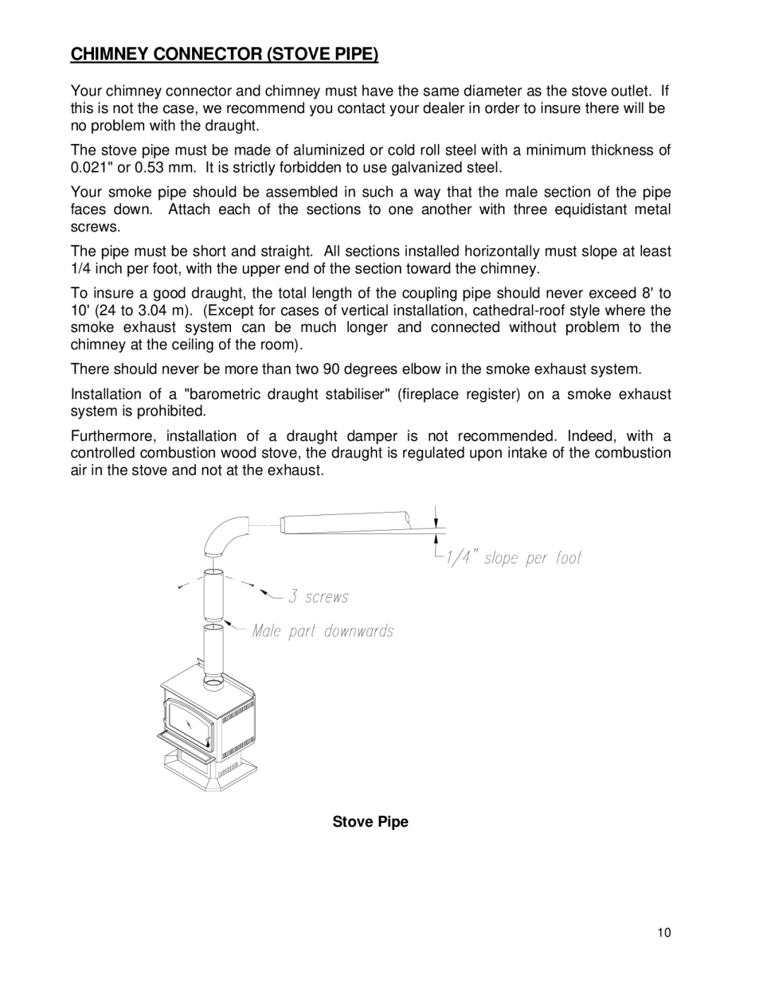 Draper 1000 owner manual Chimney Connector Stove Pipe 