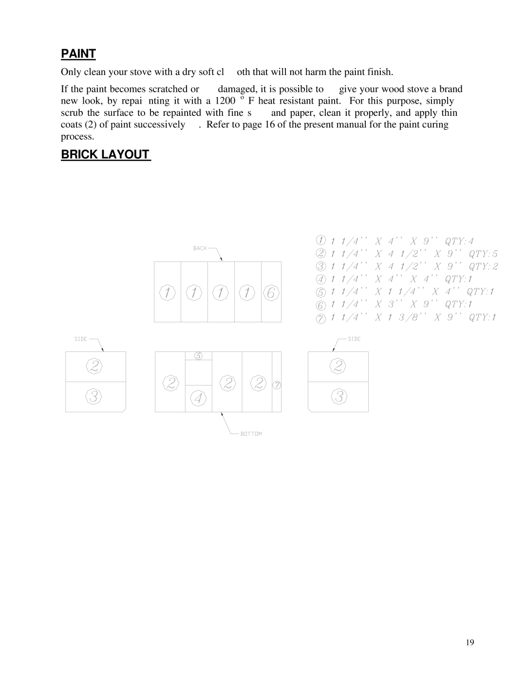 Draper 1000 owner manual Paint, Brick Layout 