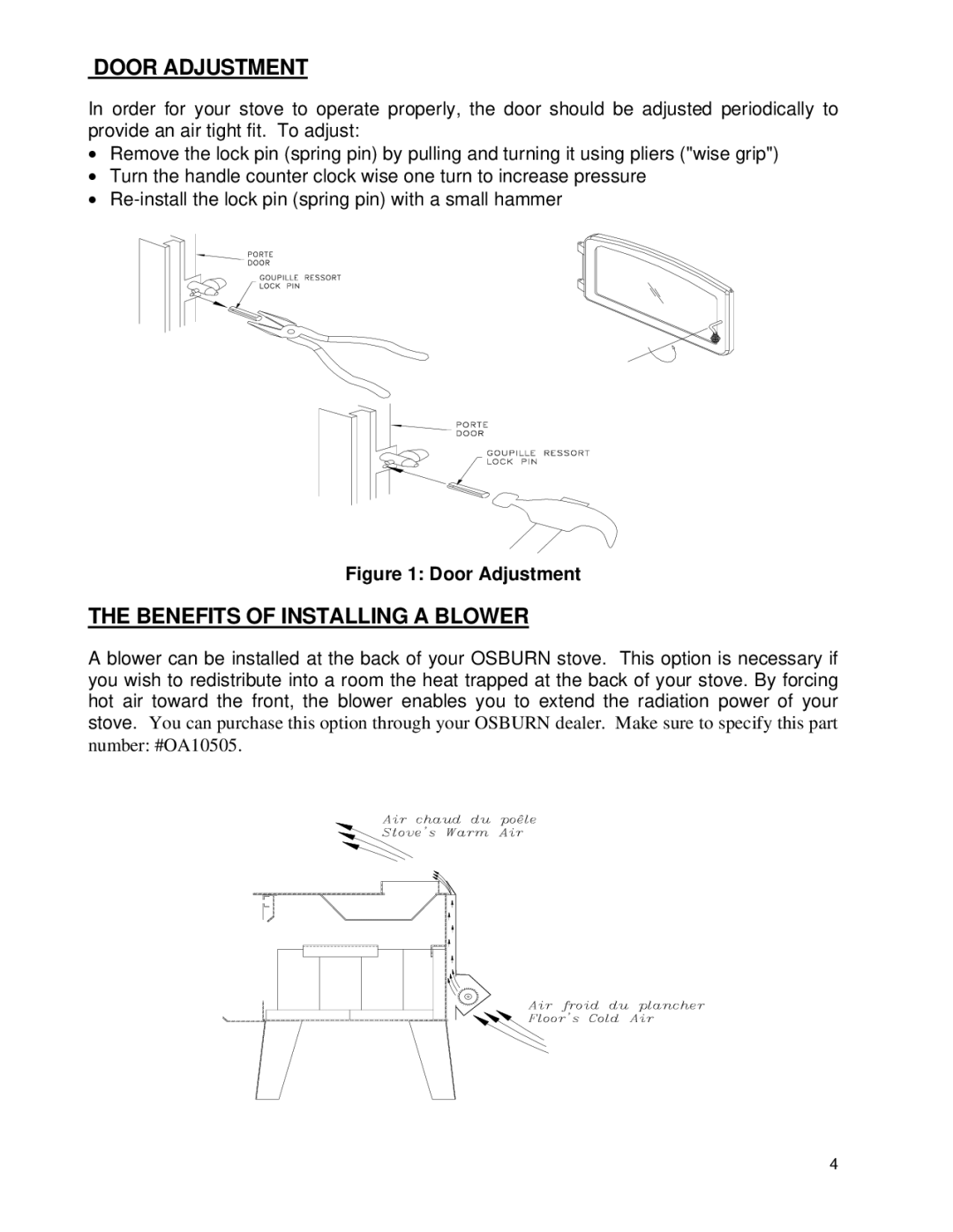 Draper 1000 owner manual Door Adjustment, Benefits of Installing a Blower 