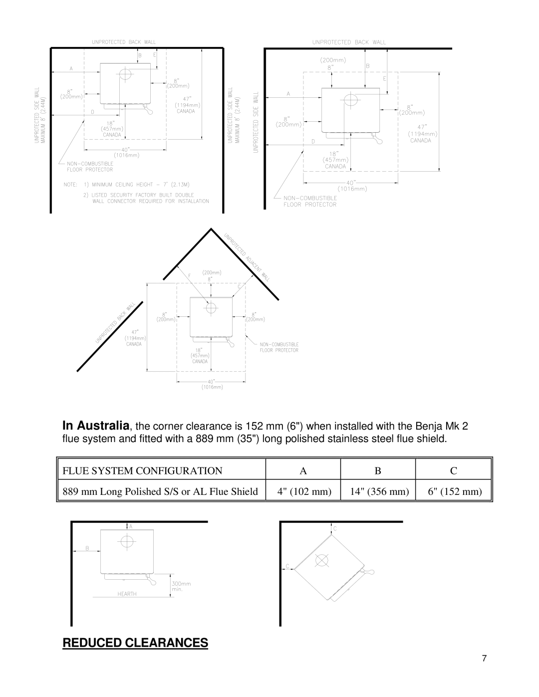 Draper 1000 owner manual Reduced Clearances 