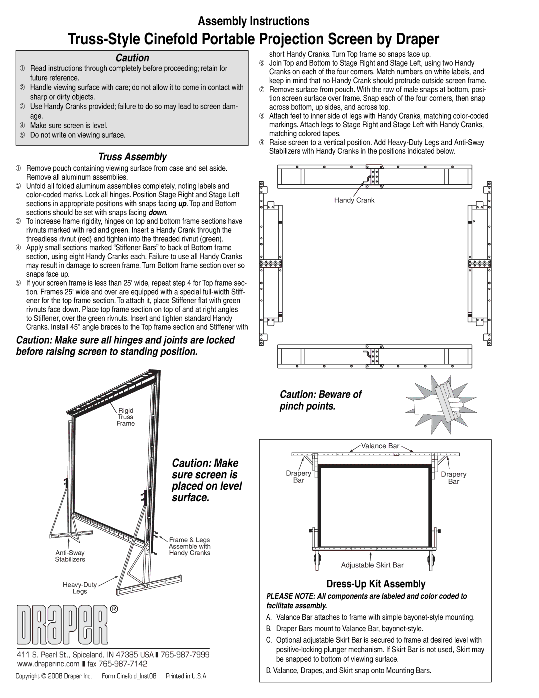 Draper manual Truss-Style Cinefold Portable Projection Screen by Draper, Truss Assembly, Dress-Up Kit Assembly 