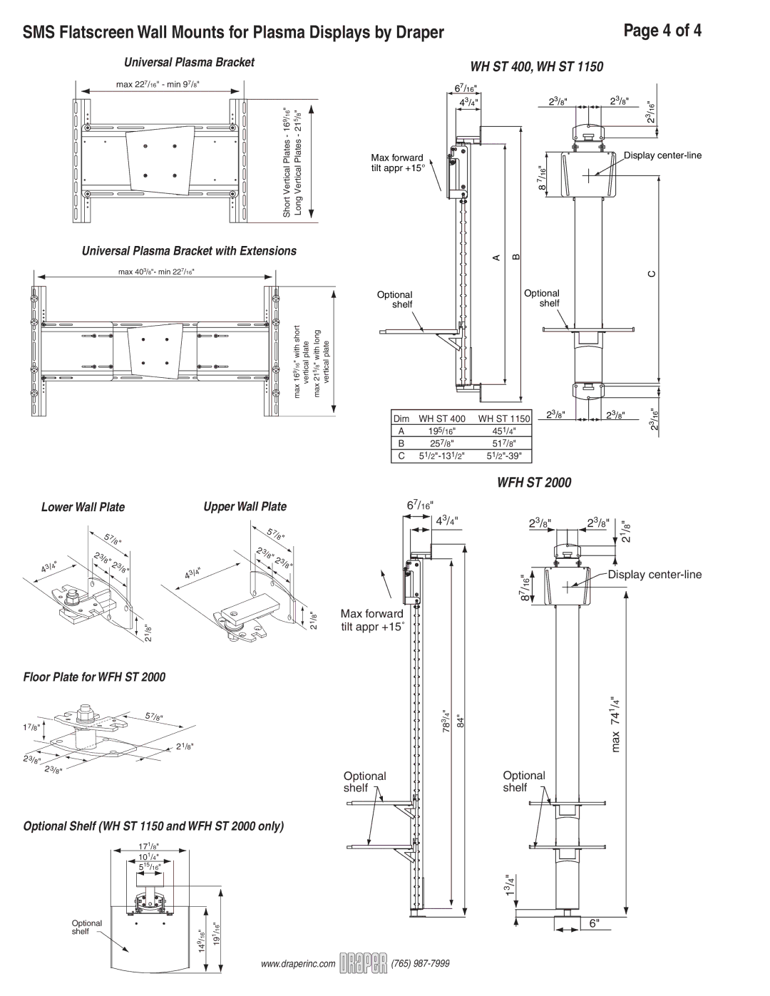 Draper WH 3D, WFH ST 2000, WH ST1150, WHT2 manual WH ST 400, WH ST, Wfh St 