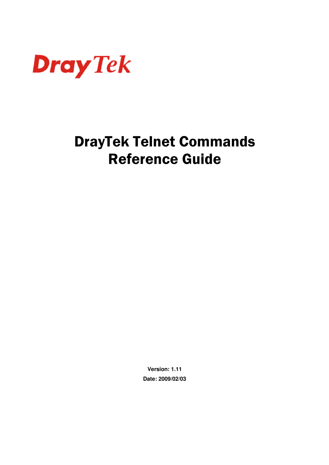 Draytek 1.11 manual DrayTek Telnet Commands Reference Guide 