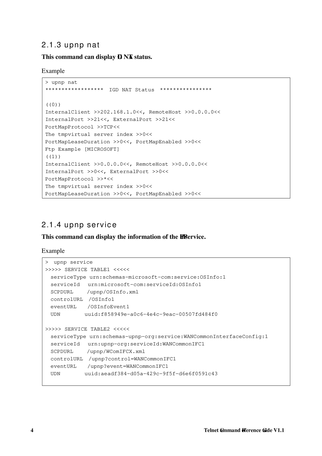 Draytek 1.11 manual Upnp nat, Upnp service 