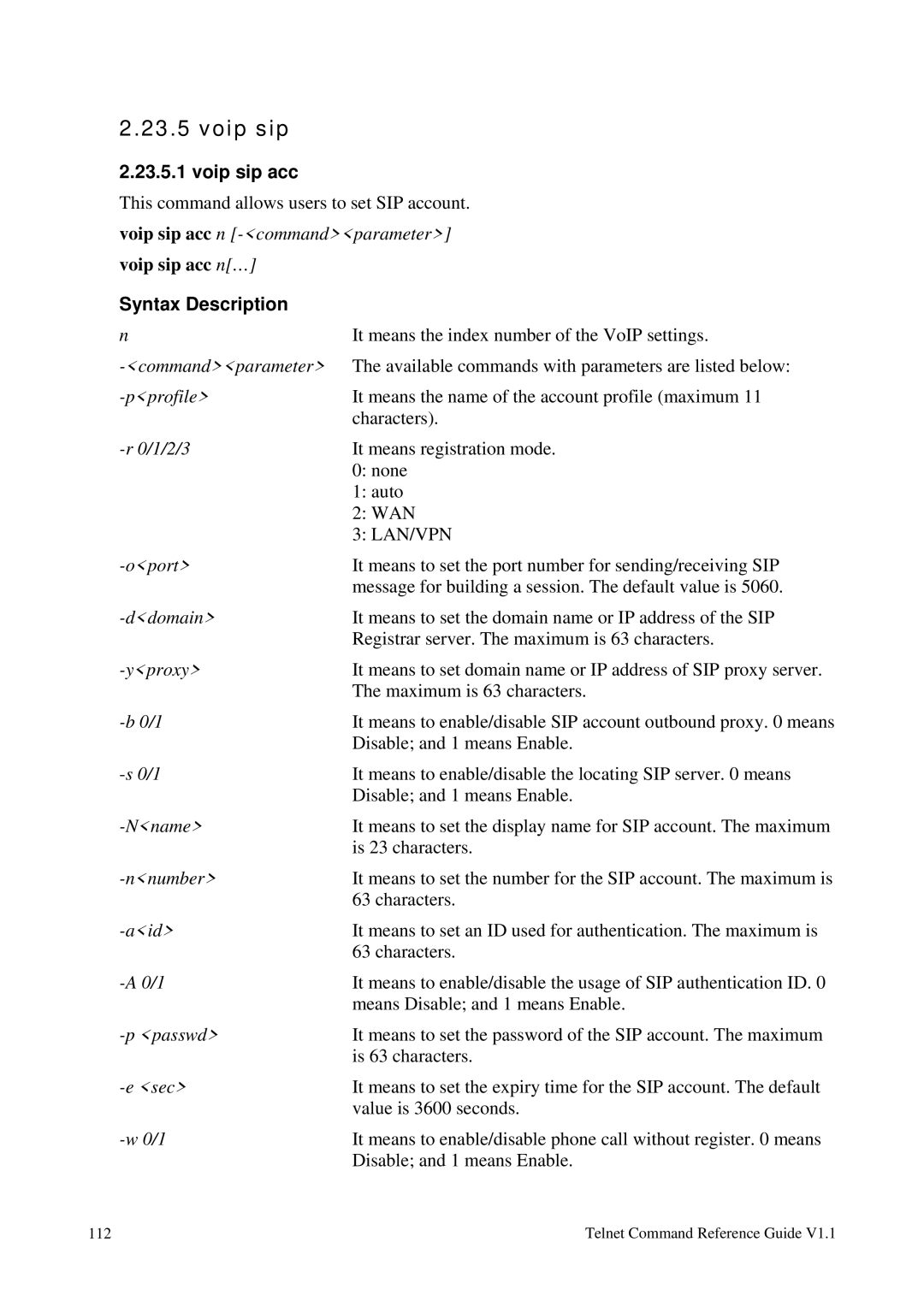 Draytek 1.11 manual Voip sip acc 