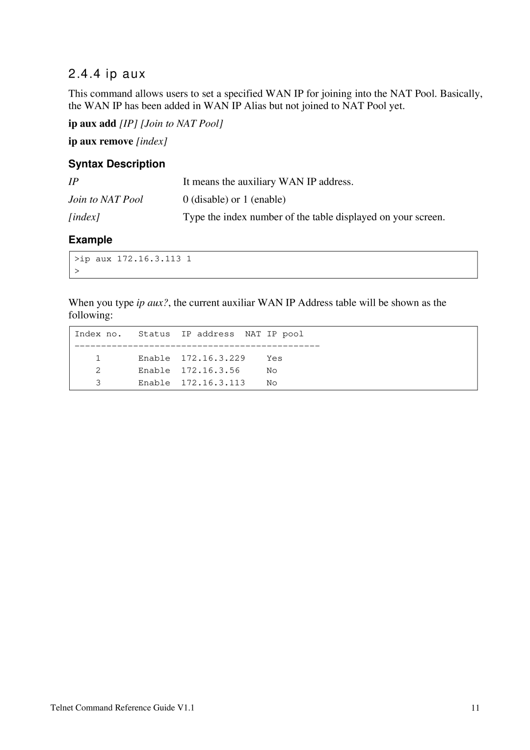 Draytek 1.11 manual Ip aux 