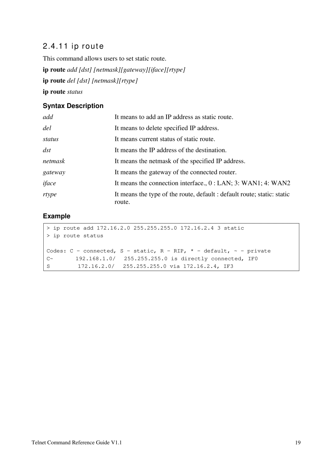 Draytek 1.11 manual Ip route 