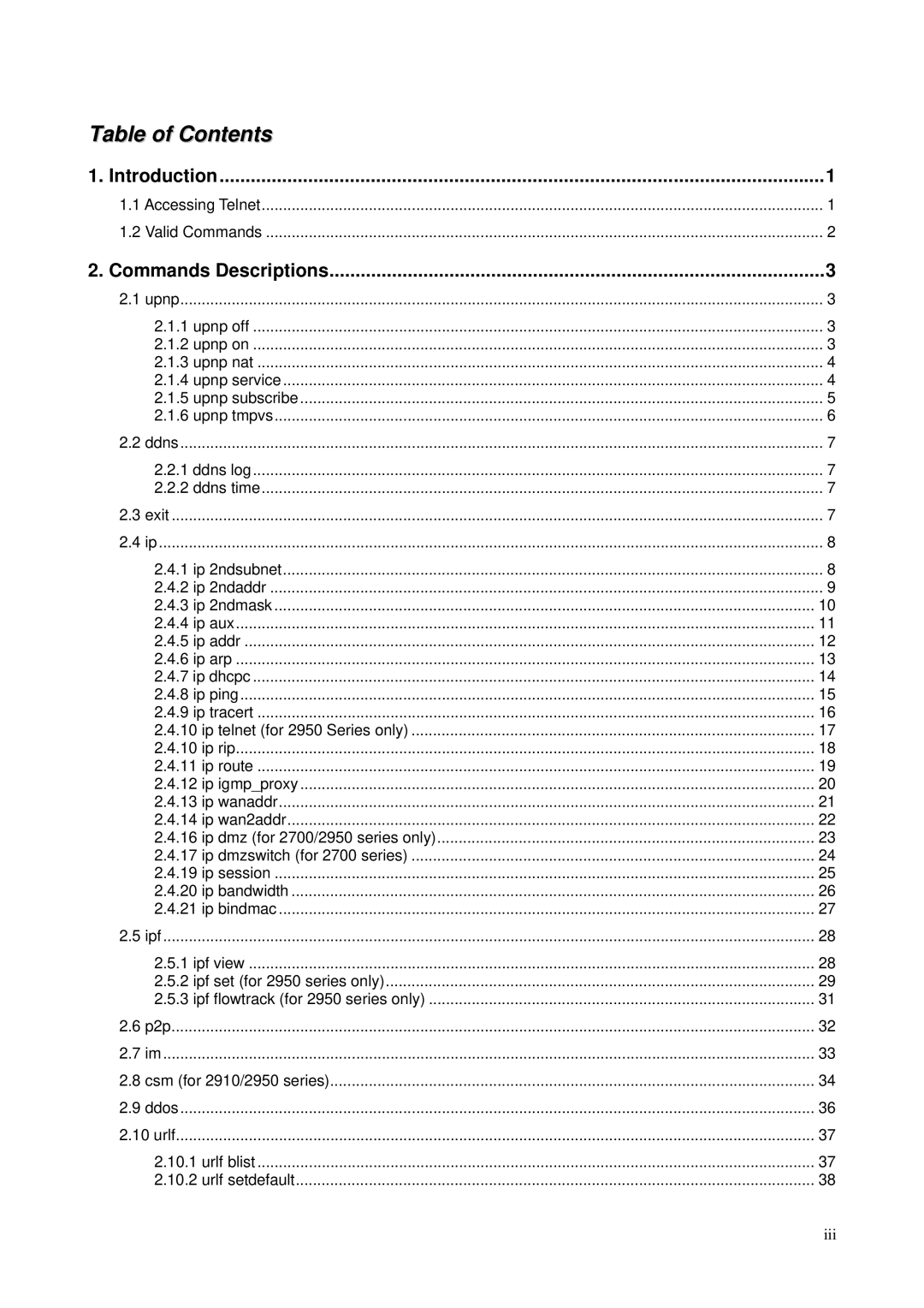 Draytek 1.11 manual Table of Contents 