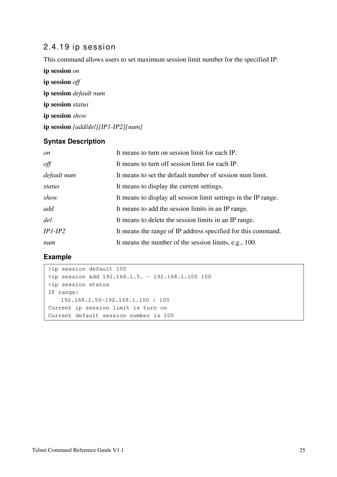 Draytek 1.11 manual Ip session 