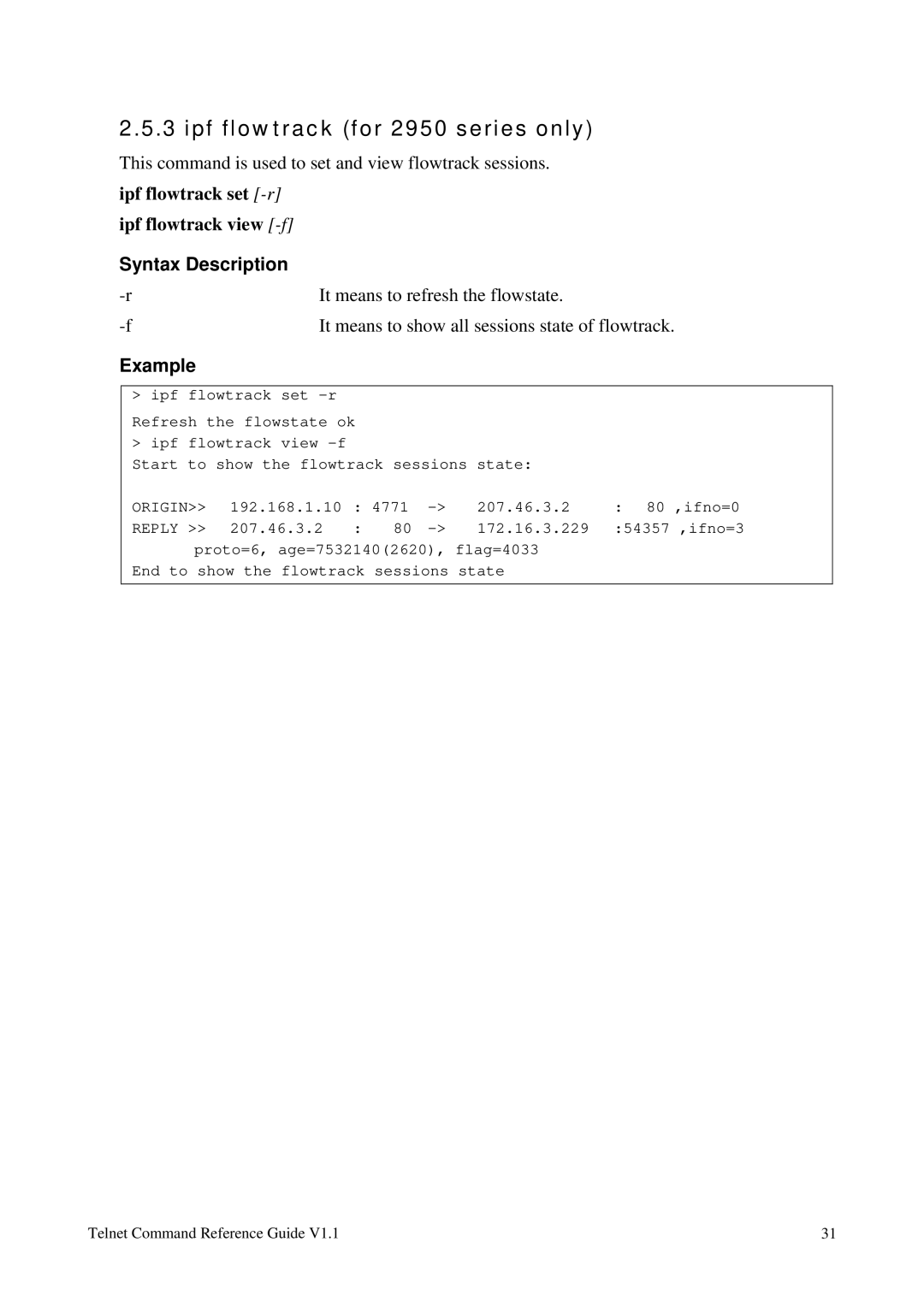 Draytek 1.11 manual Ipf flowtrack for 2950 series only, Reply 