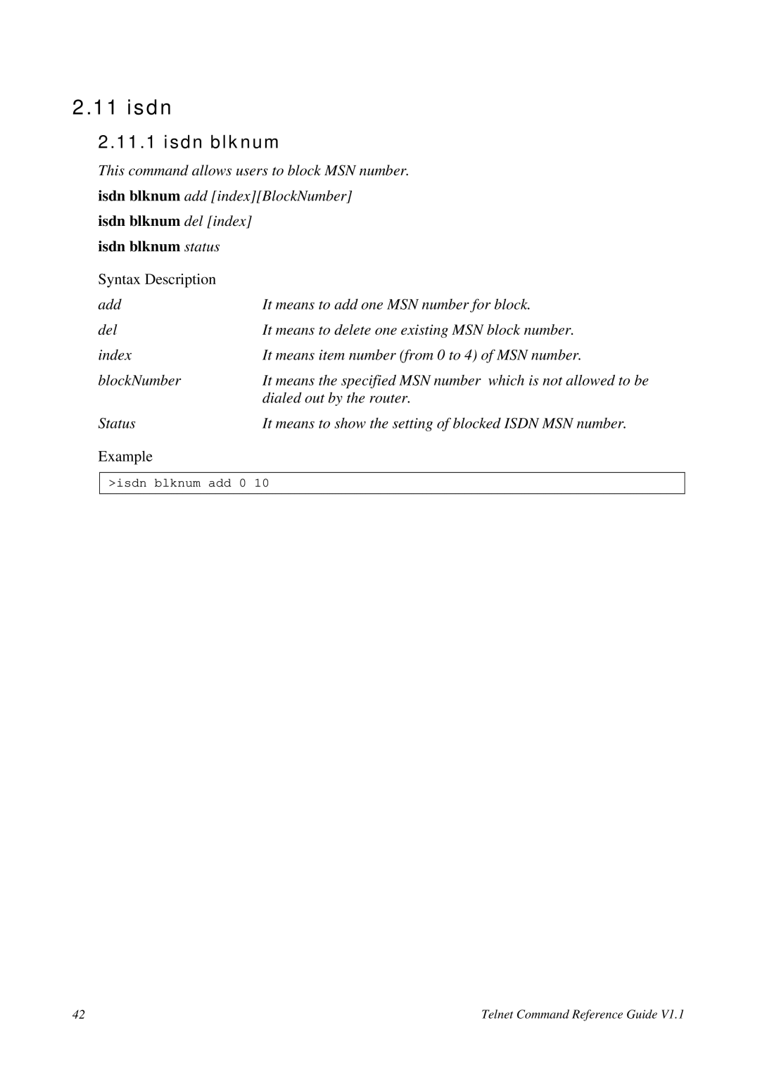 Draytek 1.11 manual Isdn blknum 