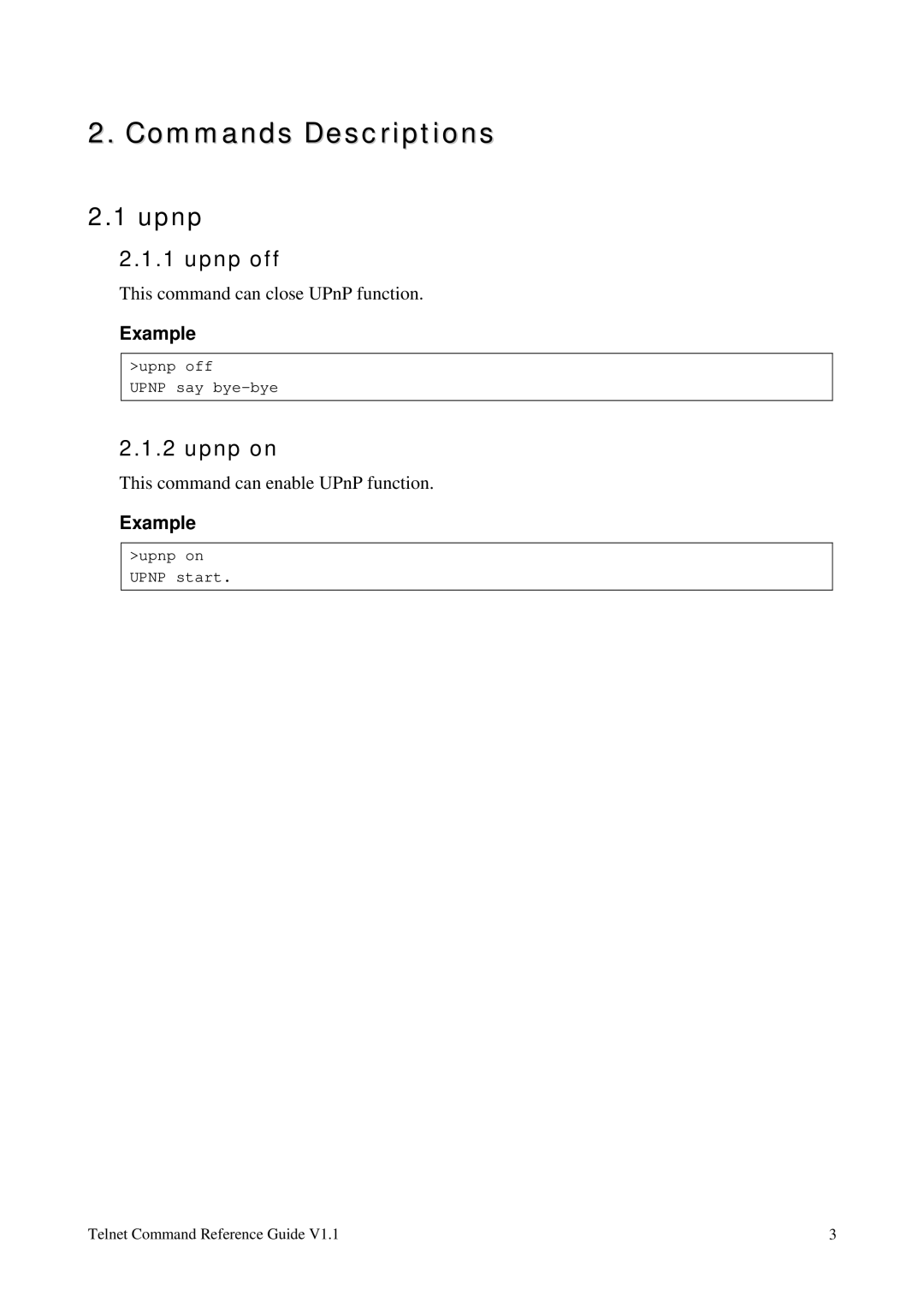 Draytek 1.11 manual Upnp off, Upnp on, Example 