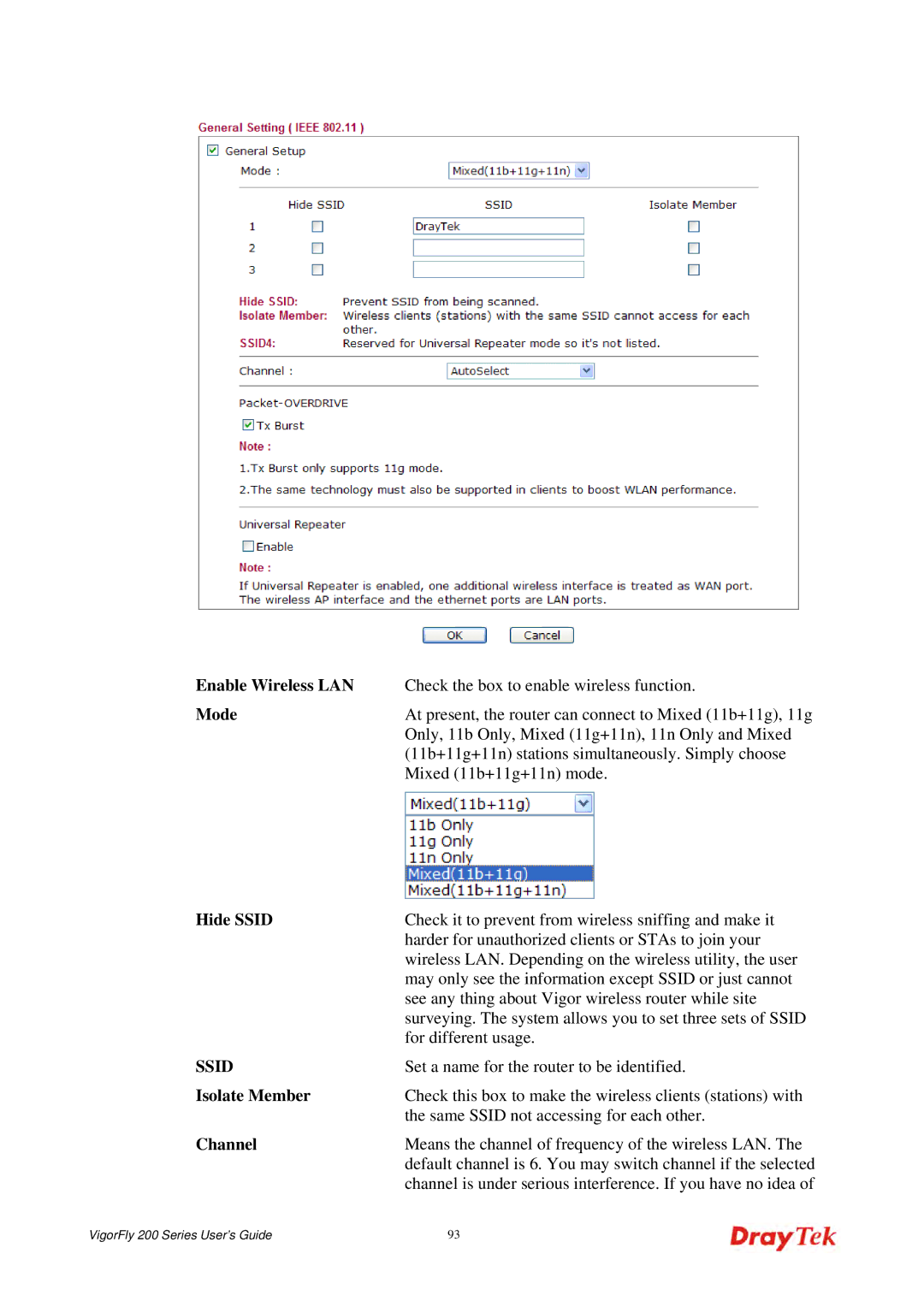 Draytek 200 manual Ssid 