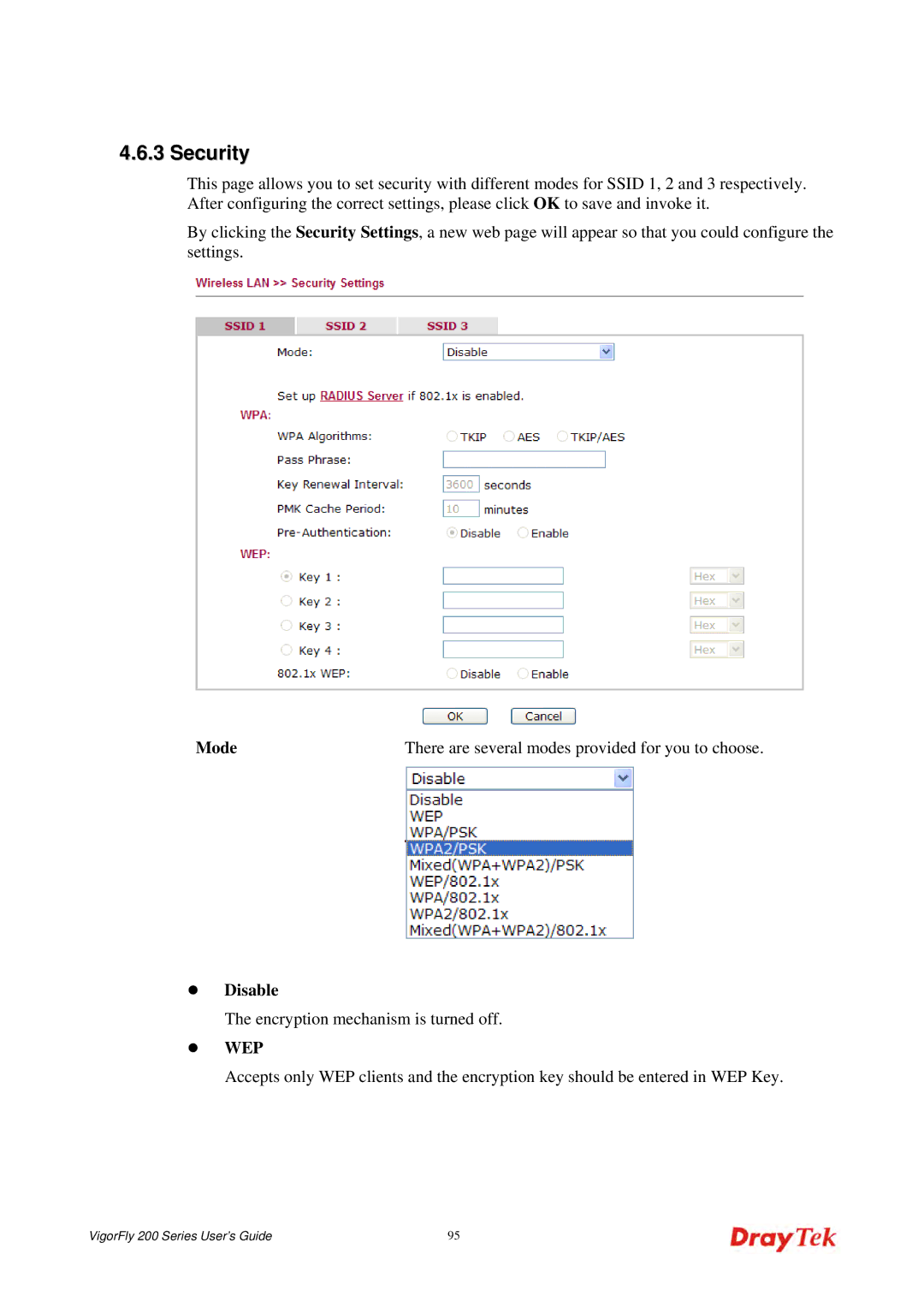 Draytek 200 manual Security 