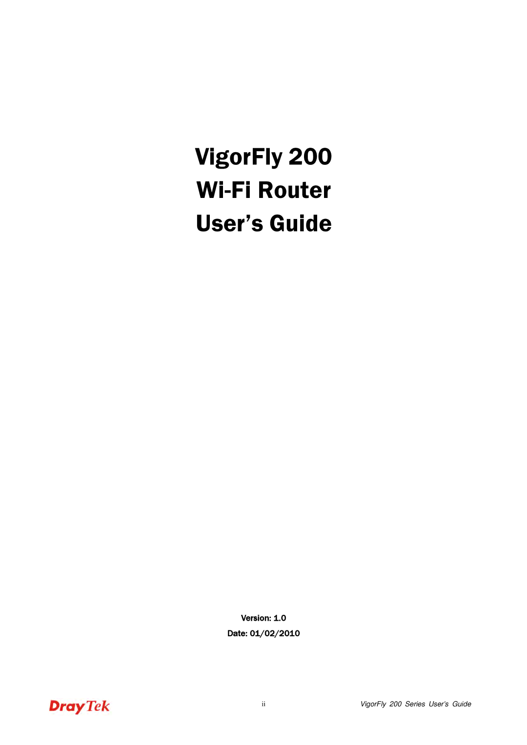 Draytek 200 manual VigorFly Wi-Fi Router User’s Guide 